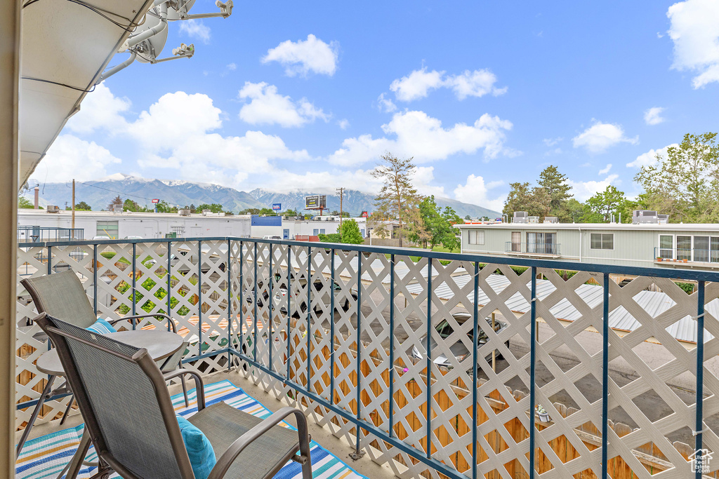 Balcony with a mountain view