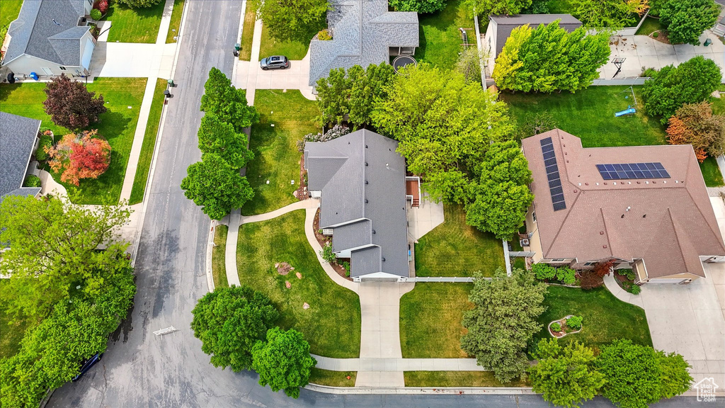 Aerial perspective of suburban area