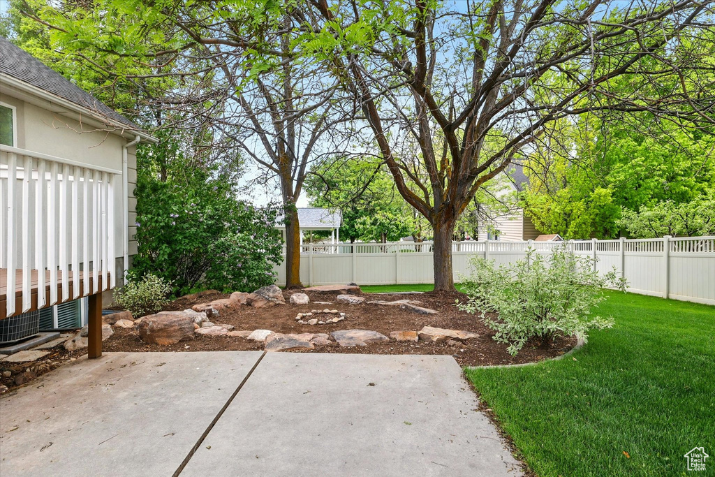 View of yard with a patio