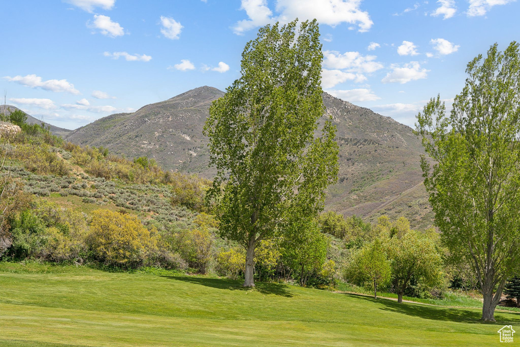 View of mountain background with a local golf course