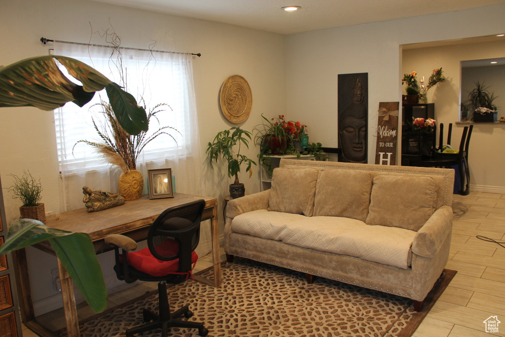 Office space with recessed lighting