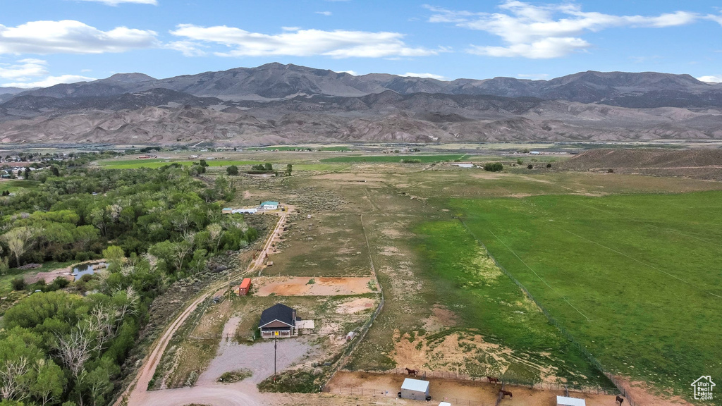 View of mountain backdrop featuring rural landscape
