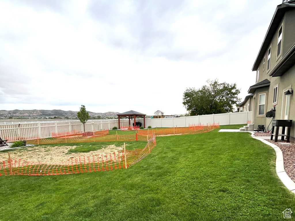 View of yard featuring a gazebo