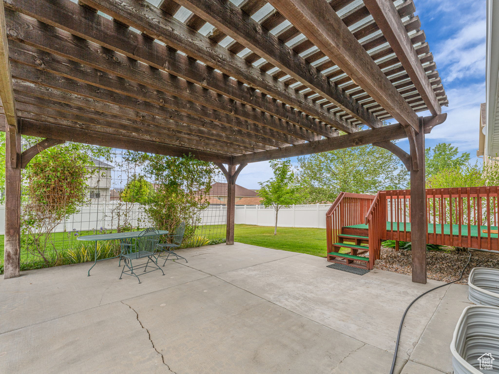 View of patio featuring a pergola