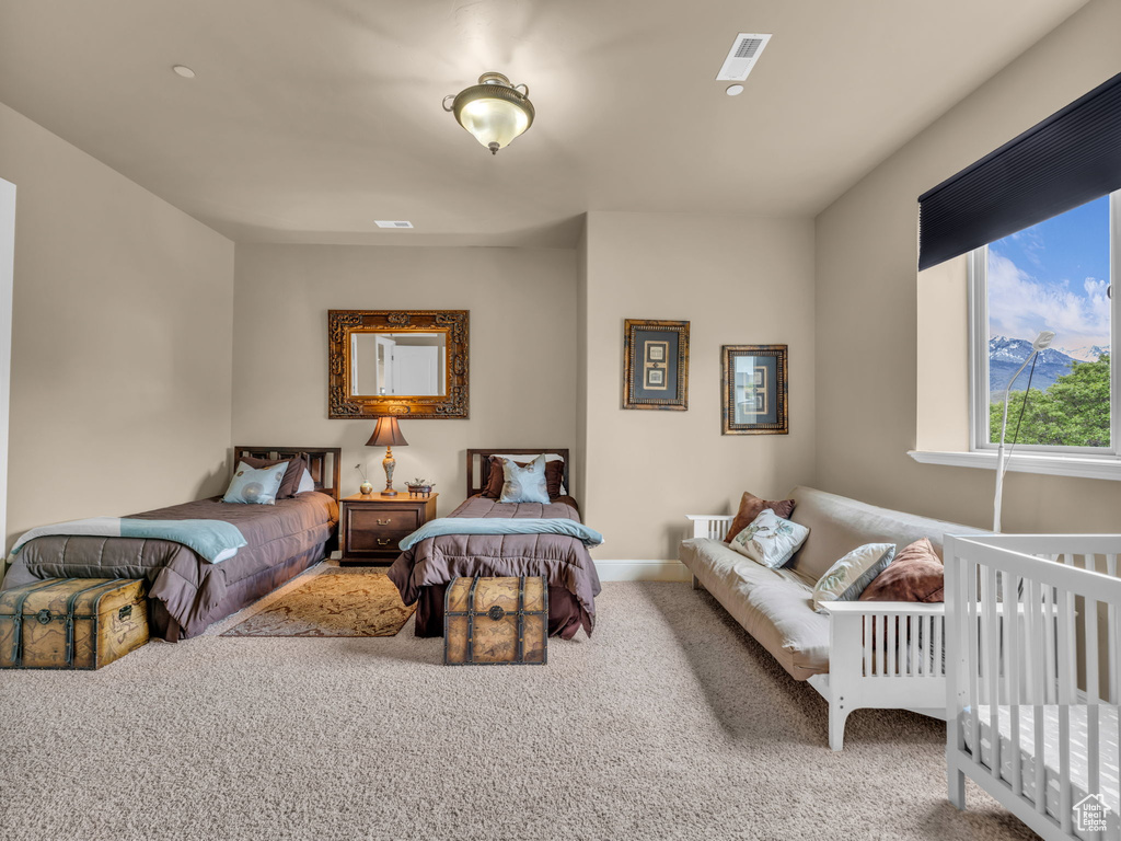 Bedroom with carpet flooring