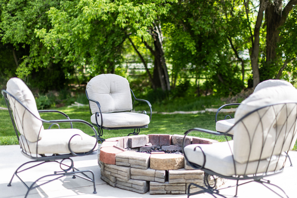 View of patio / terrace with a fire pit