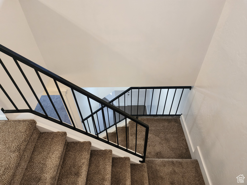 Stairway with carpet floors