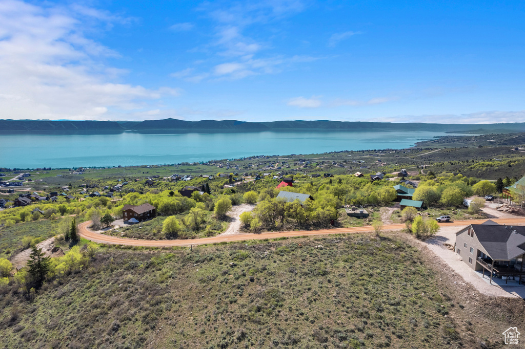 Drone / aerial view of a water and mountain view