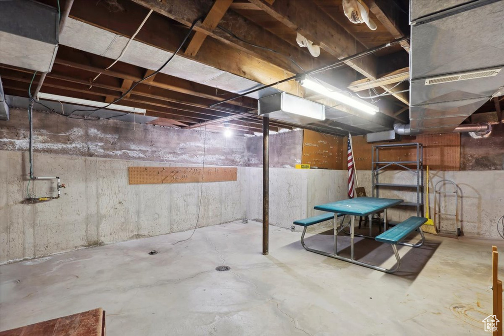 View of unfinished basement