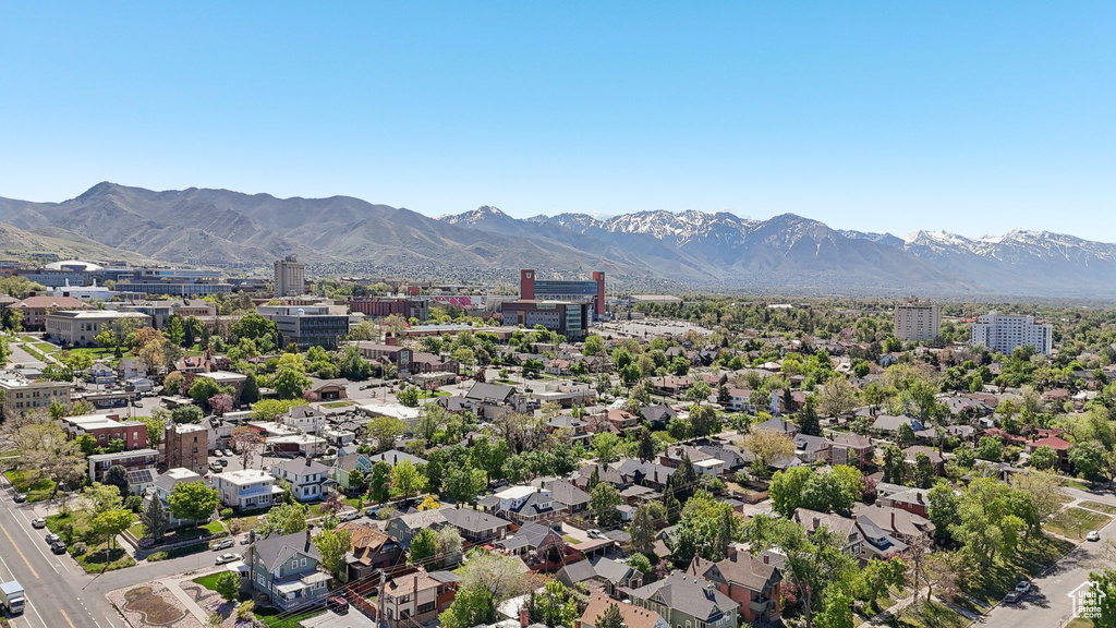 Bird's eye view of a mountain backdrop