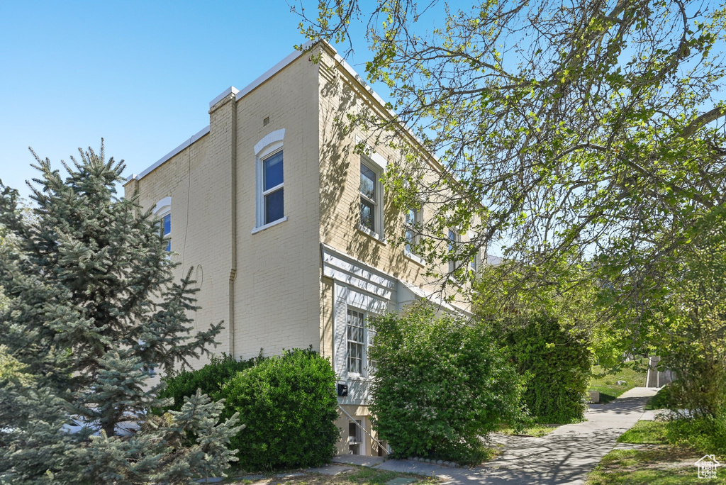 View of home's exterior with brick siding