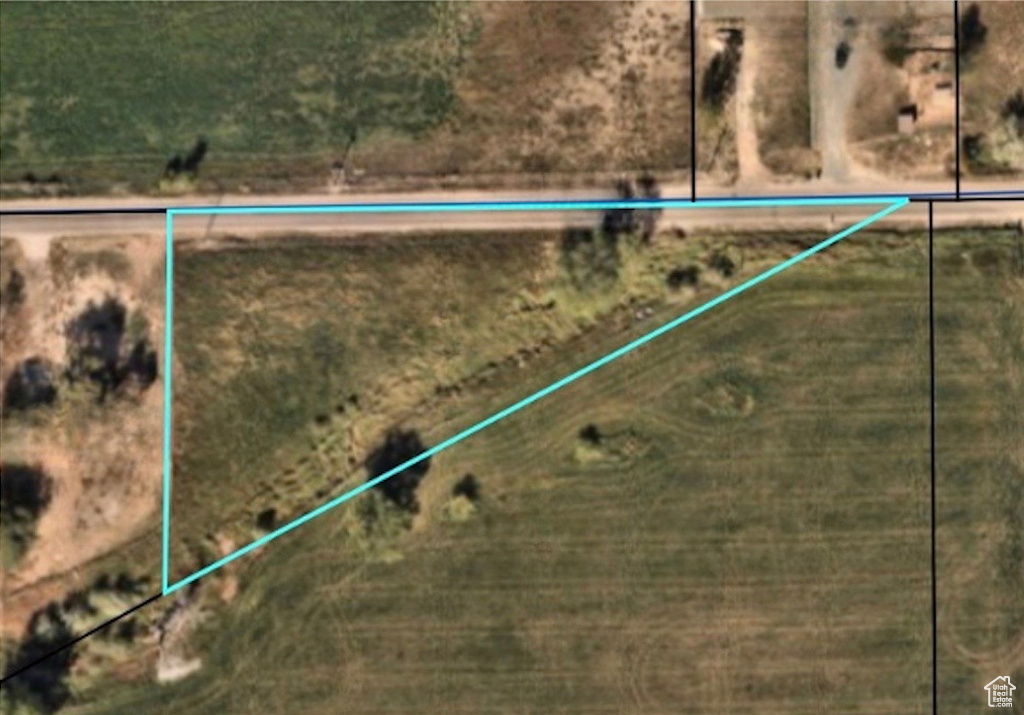 Aerial view of property's location with property parcel outlined