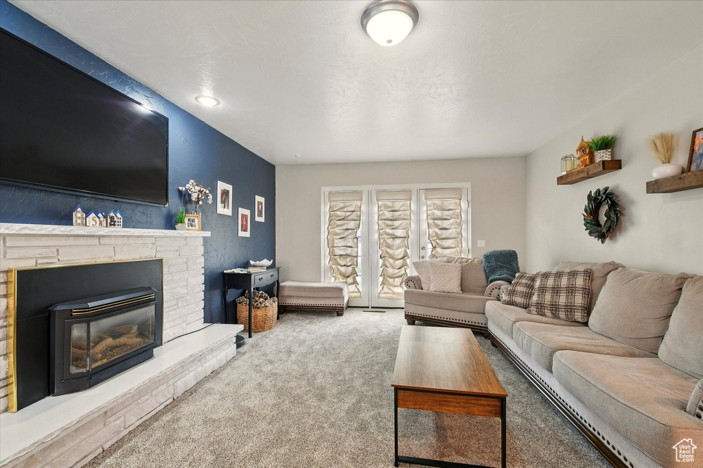 View of carpeted living room