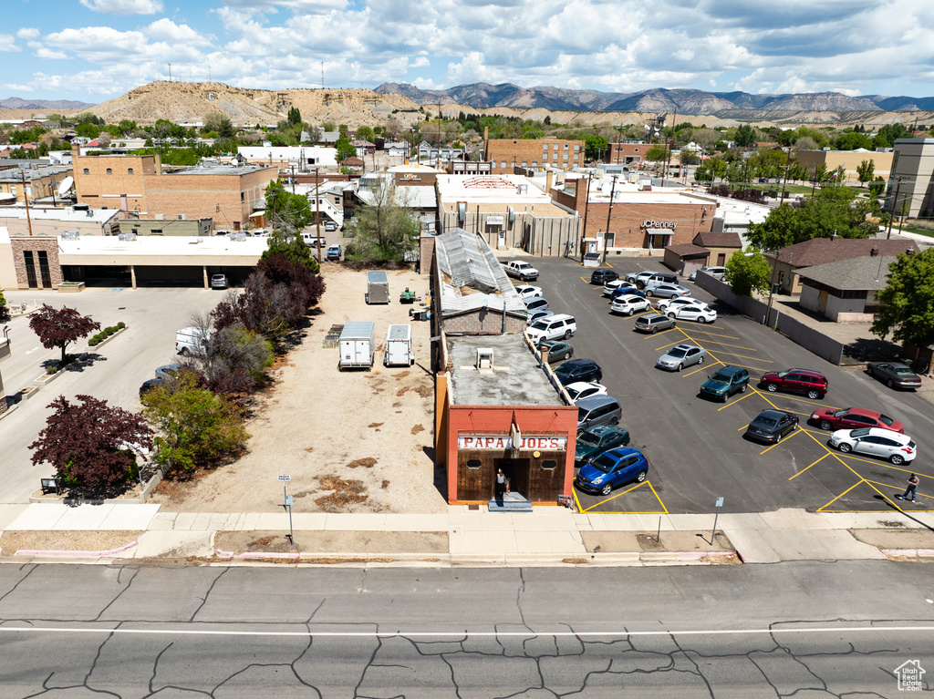 Bird's eye view of a mountain backdrop