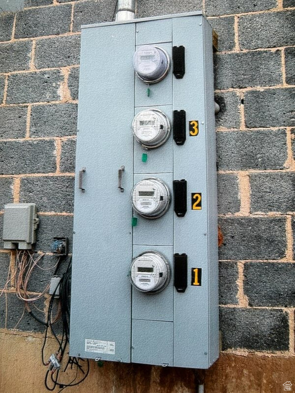 Exterior details featuring electric meter