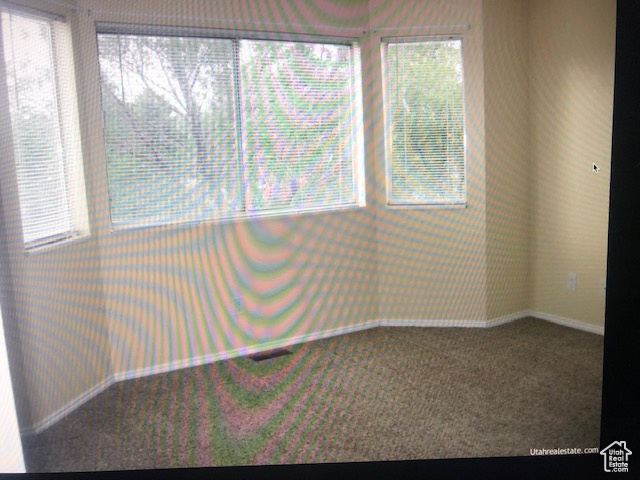 Carpeted empty room with baseboards