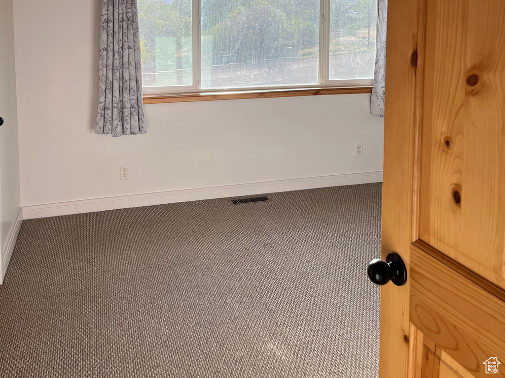 Carpeted empty room featuring plenty of natural light and baseboards