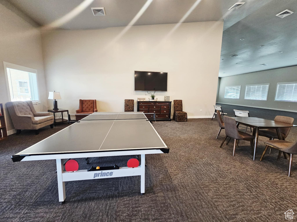 Game room featuring carpet floors