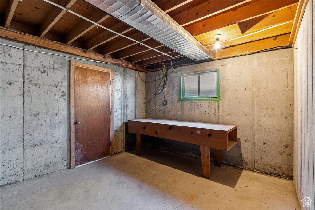 View of unfinished basement