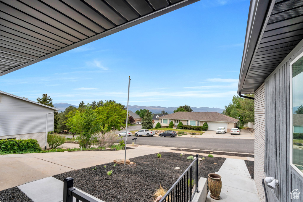View of yard with a mountain view