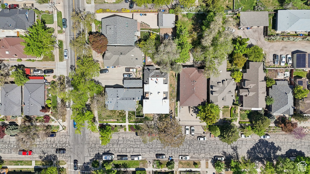 Aerial perspective of suburban area