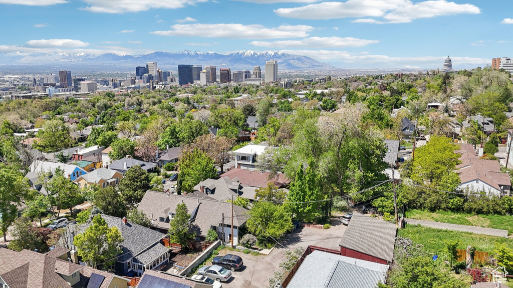 View of urban area with a mountainous background