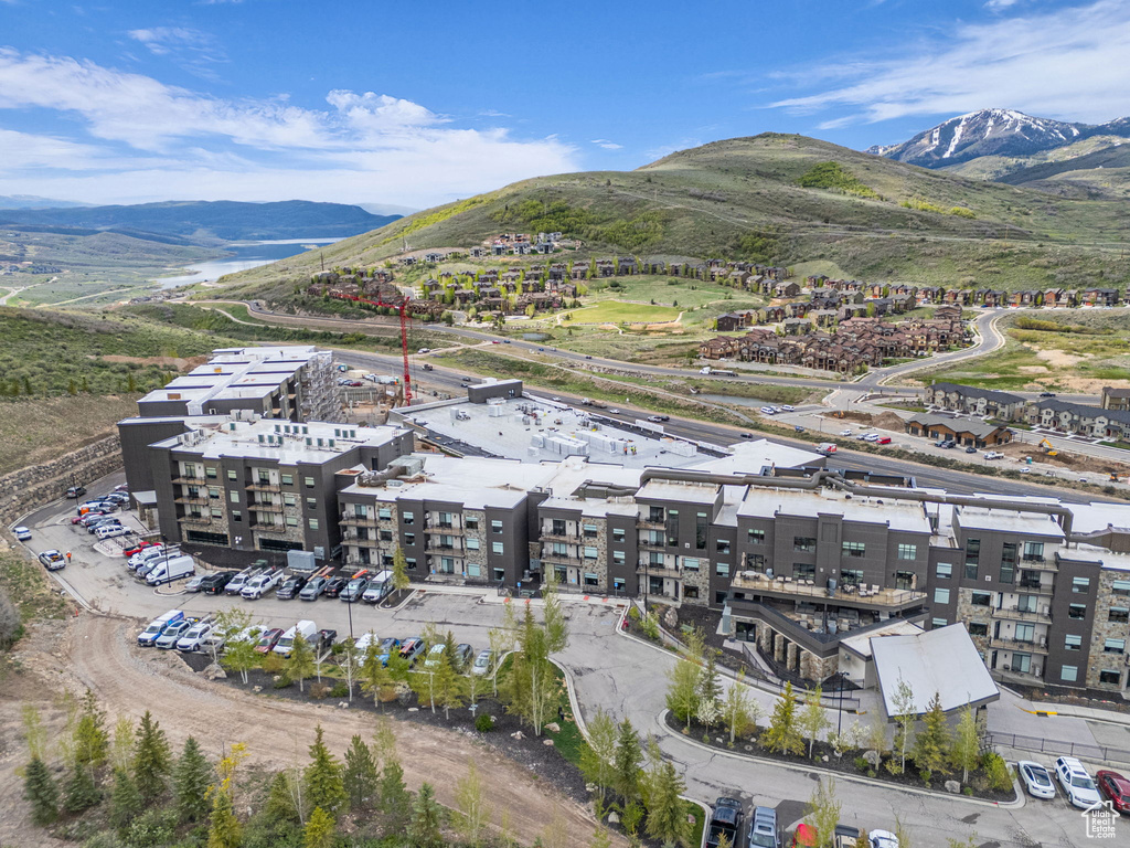 Aerial view of a mountainous background