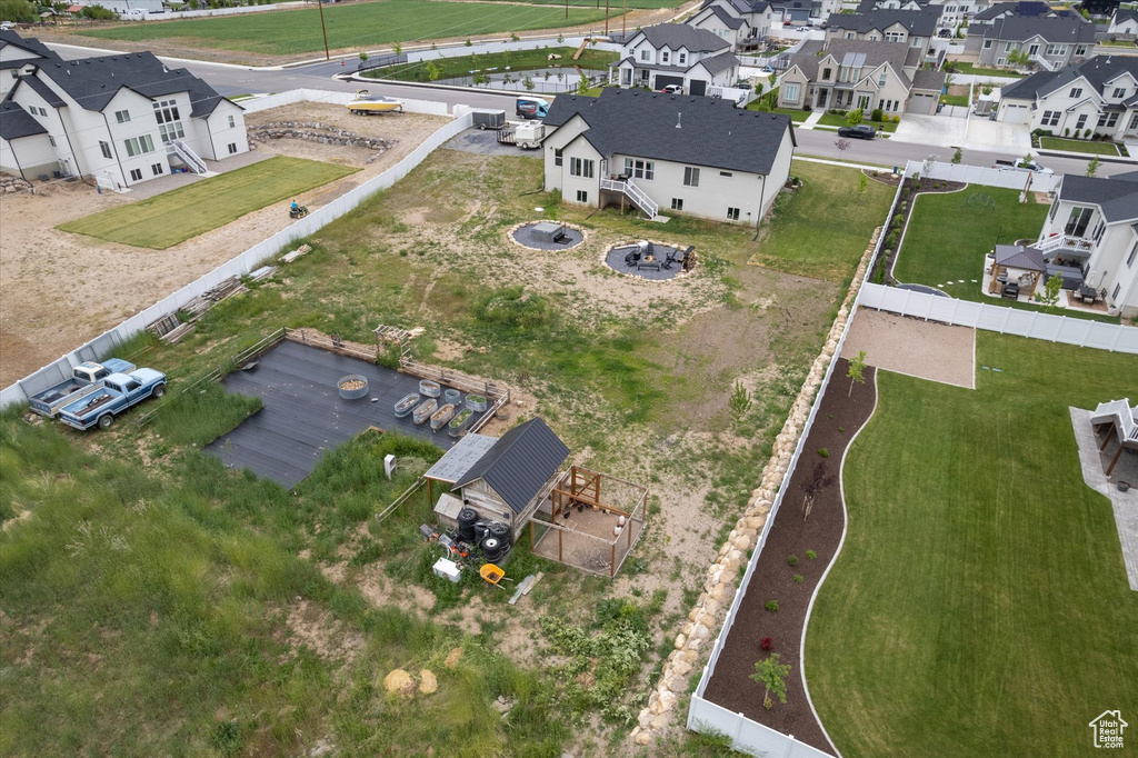 Aerial perspective of suburban area
