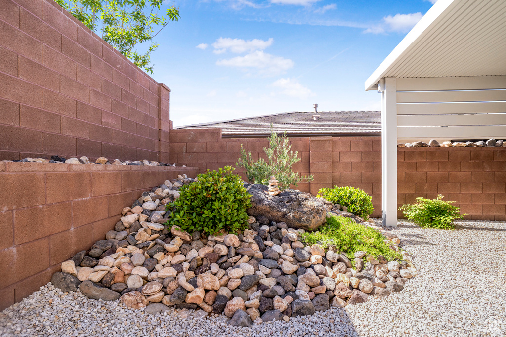 View of fenced backyard