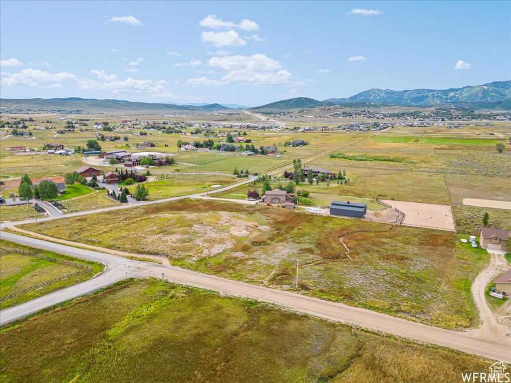 Drone / aerial view of a mountain backdrop