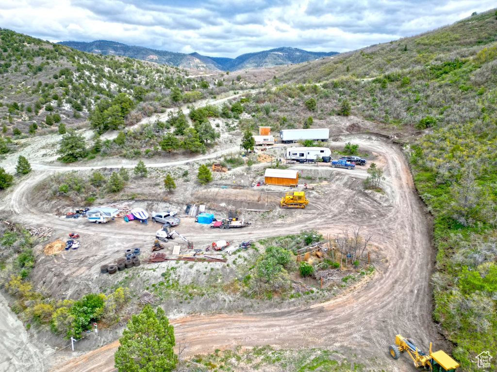 Aerial view of a mountain backdrop