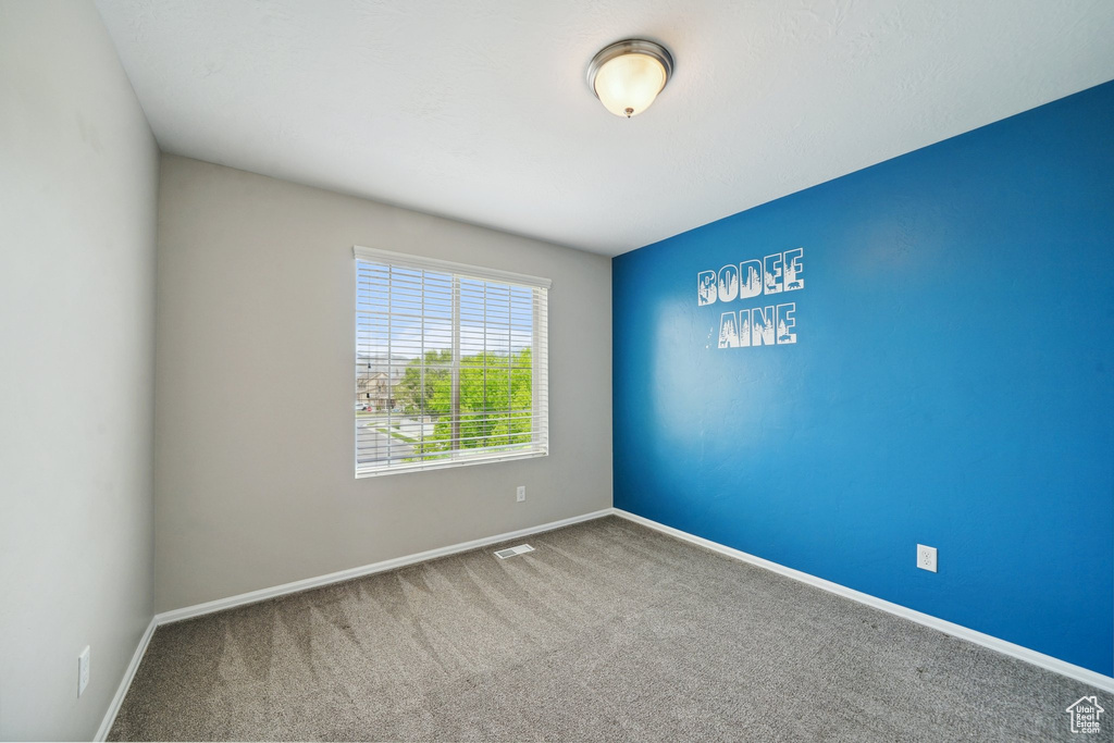 Carpeted empty room with baseboards