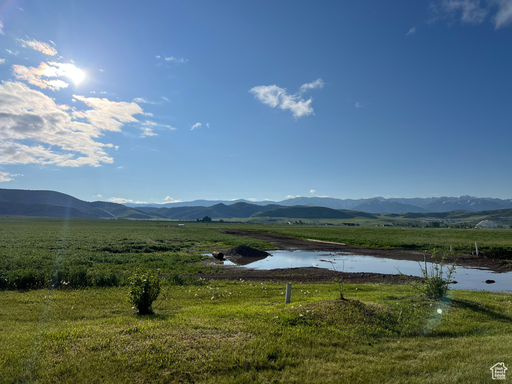 Mountain view with a large body of water