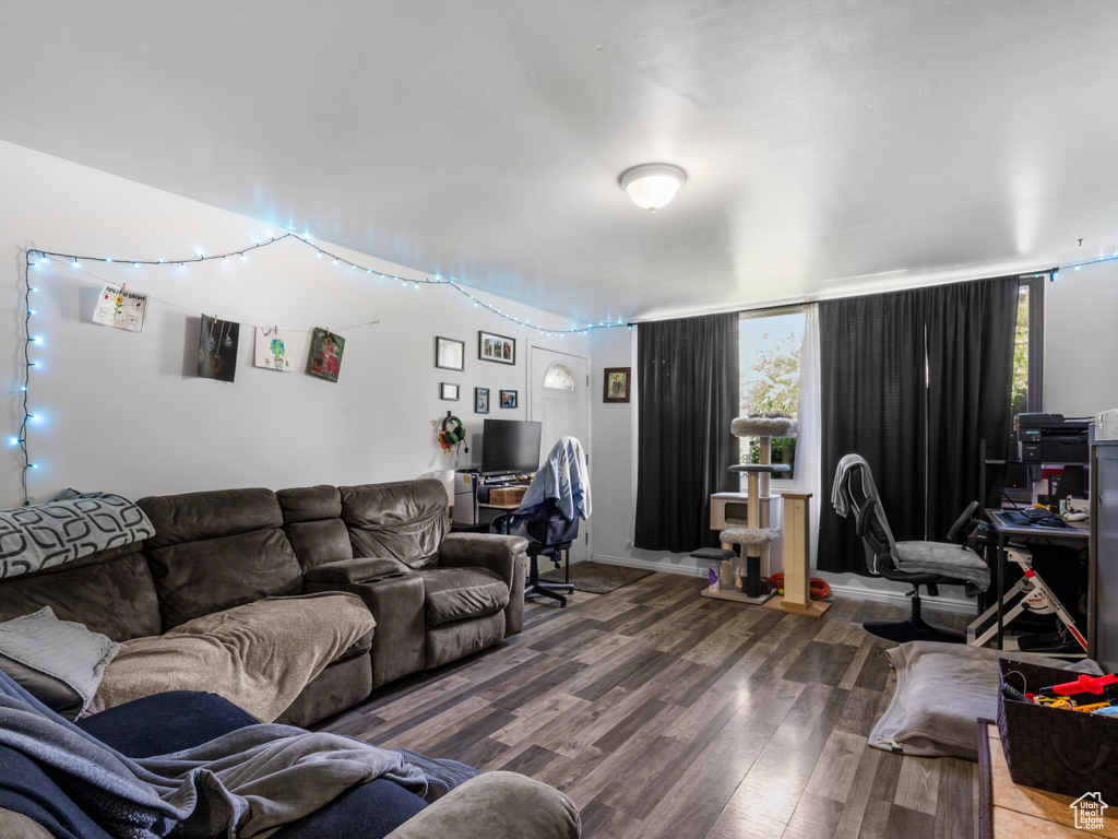 Living area featuring wood finished floors