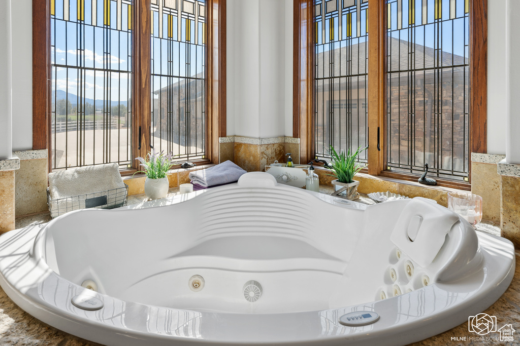 Bathroom with a whirlpool tub