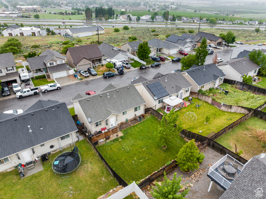 Aerial perspective of suburban area
