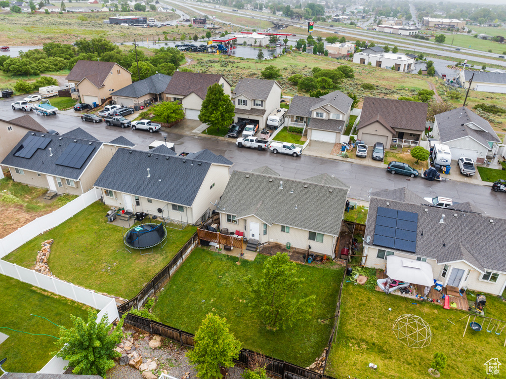 Aerial perspective of suburban area
