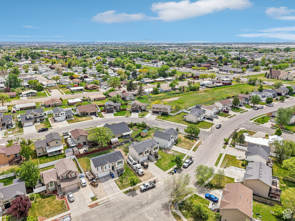 Aerial perspective of suburban area