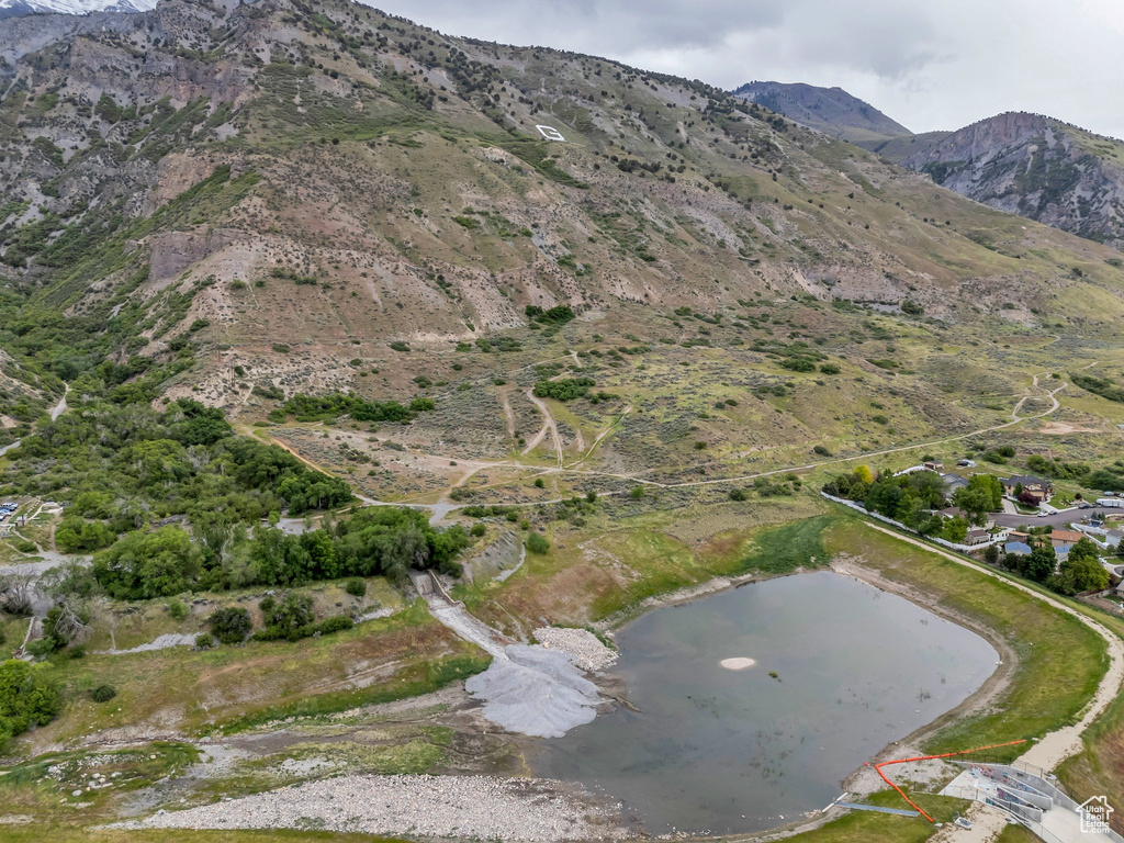 View of mountain background featuring a large body of water