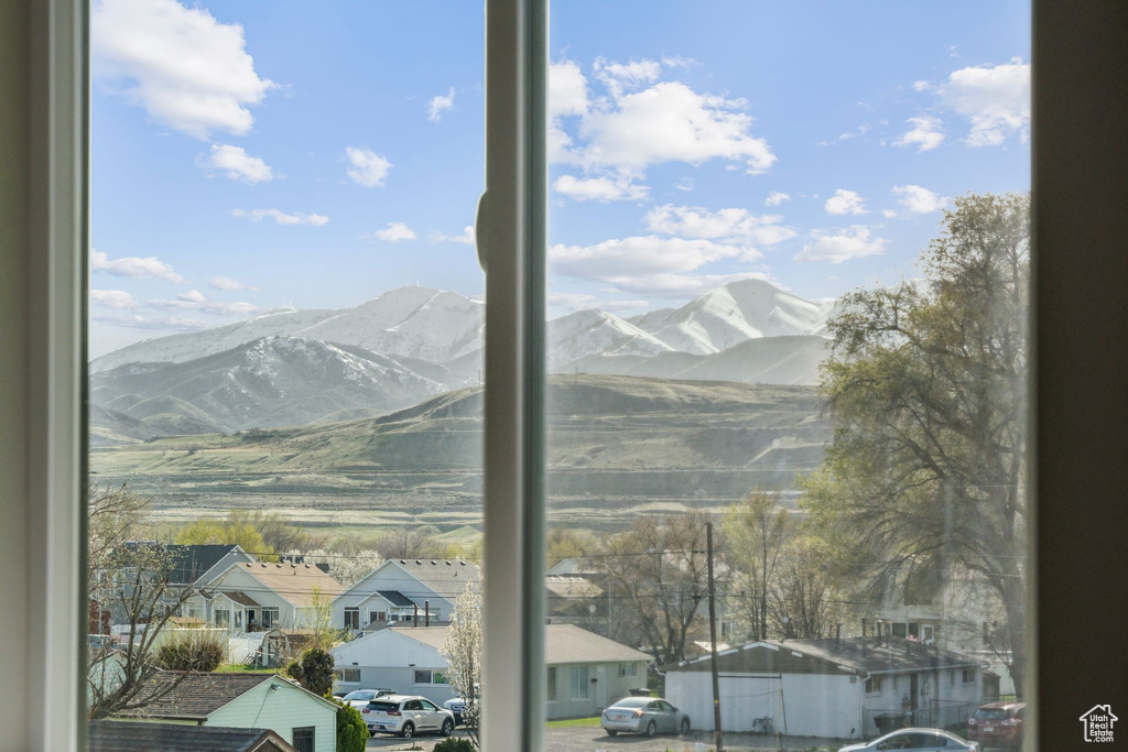 Mountain view featuring nearby suburban area
