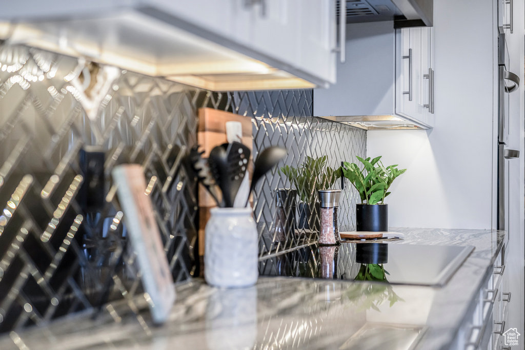 Detailed view of white cabinets
