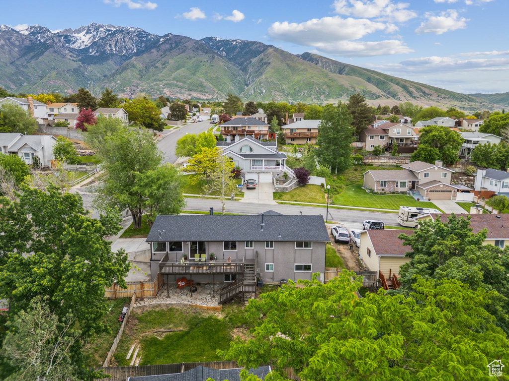 View of mountain background with nearby suburban area
