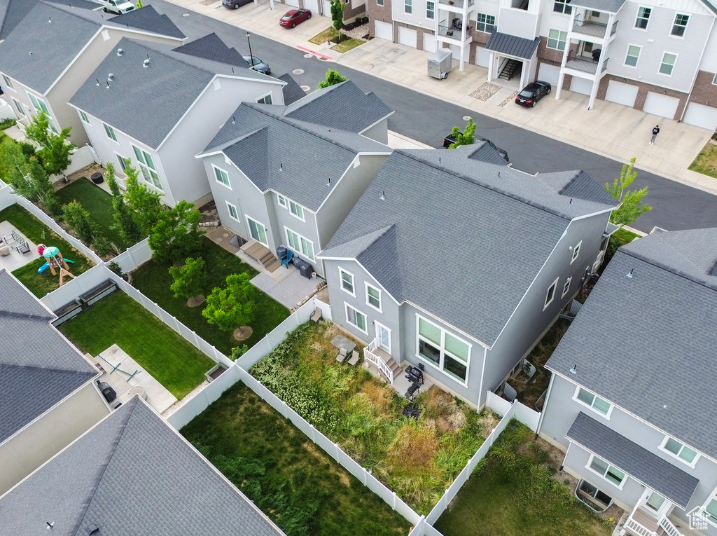 Aerial perspective of suburban area