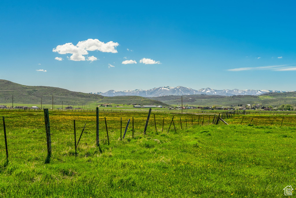 View of mountain background with rural landscape and a pastoral area