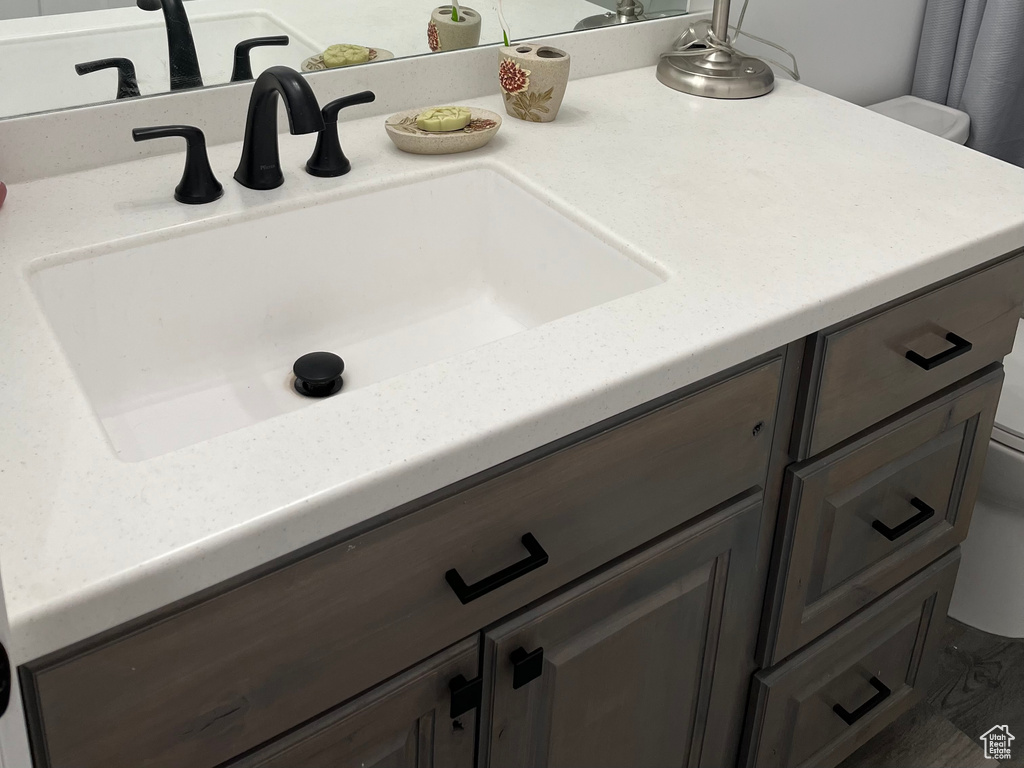 Bathroom with vanity and toilet
