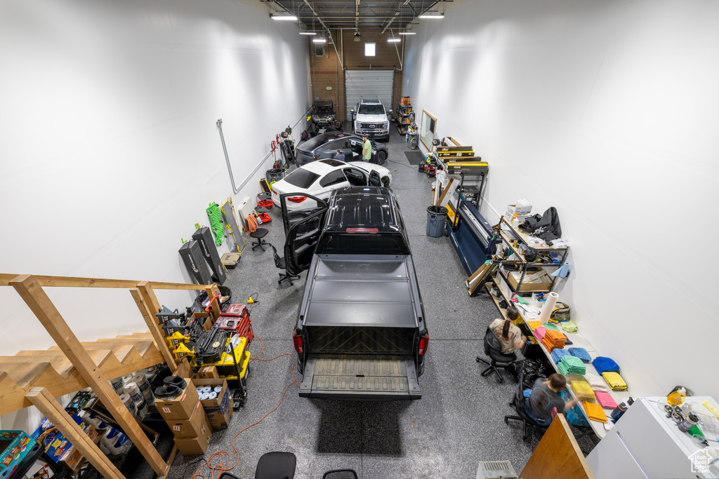 Playroom featuring a garage