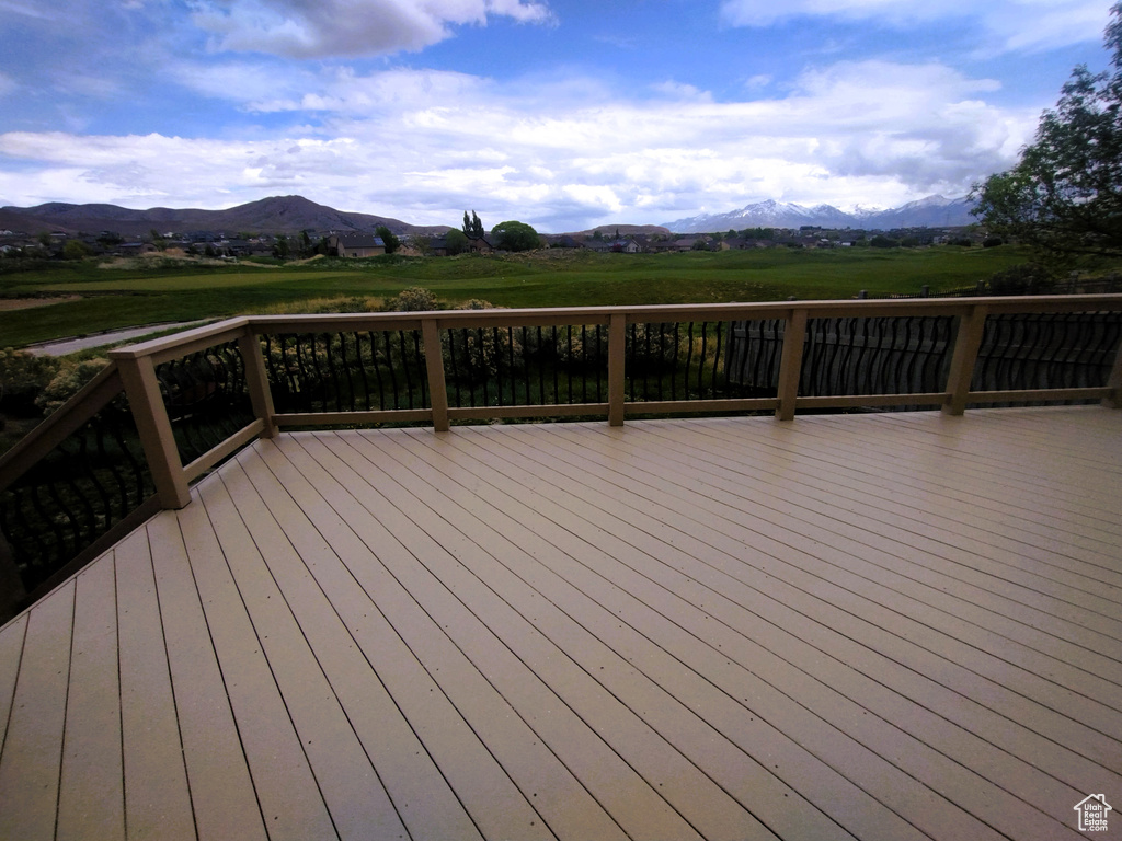 Wooden terrace with a mountain view