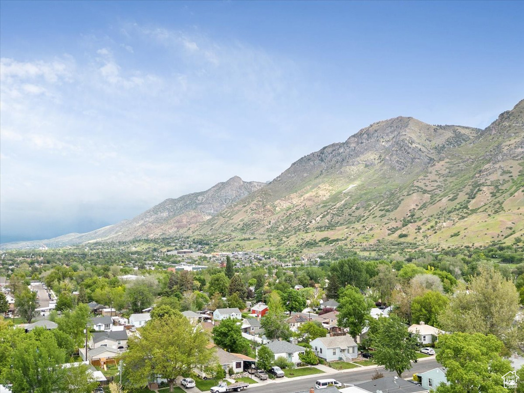 Mountain view featuring nearby suburban area