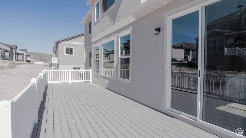 Wooden terrace with a residential view