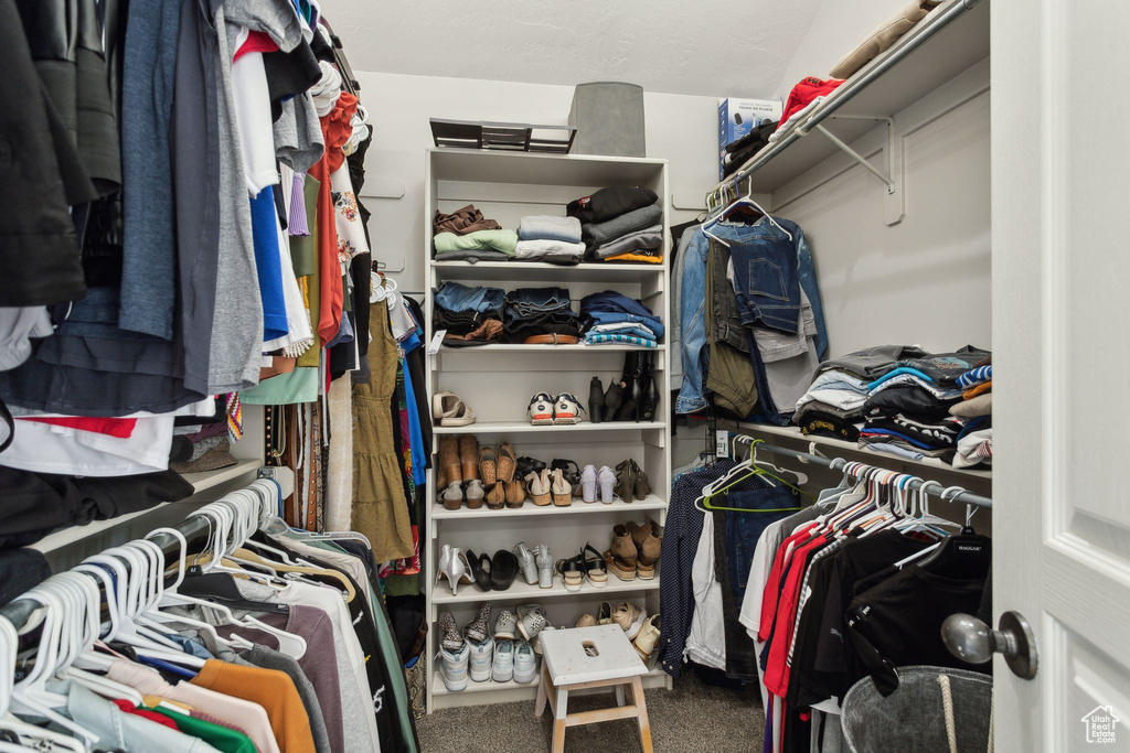 Walk in closet featuring carpet
